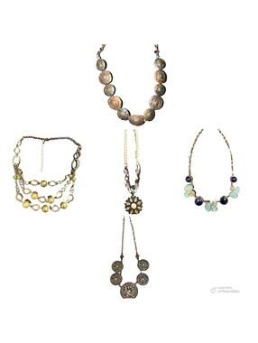 Goldtone Fashion Necklace lot of 5 Statement, Pendant/festival, boho
